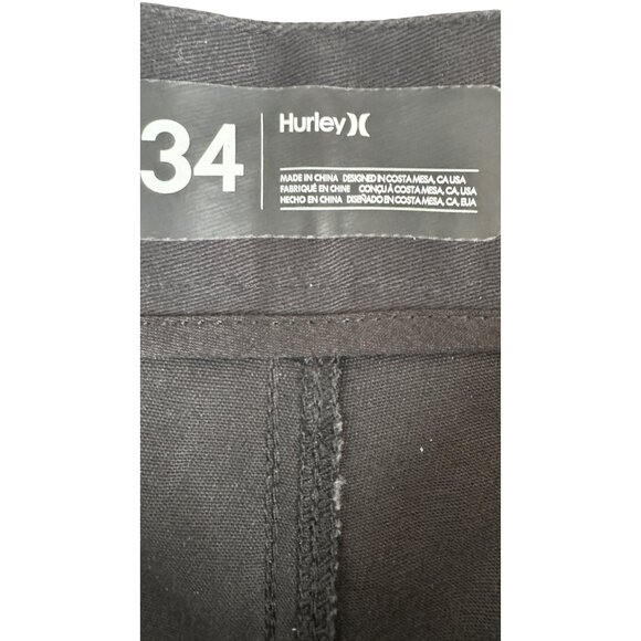 NWT Hurley Mens Worker 34 Slim Fit Pants Black  Cotton Blend 14.5" Leg Opening - Picture 2 of 16